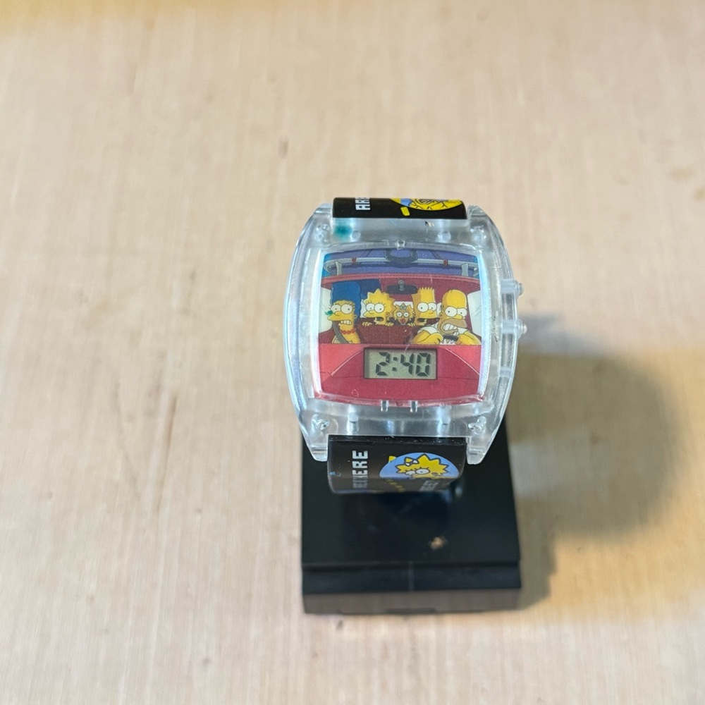 The Simpsons Vintage 2002 Clear/Blk Watch Tested Good w/Brand New Batteries Read